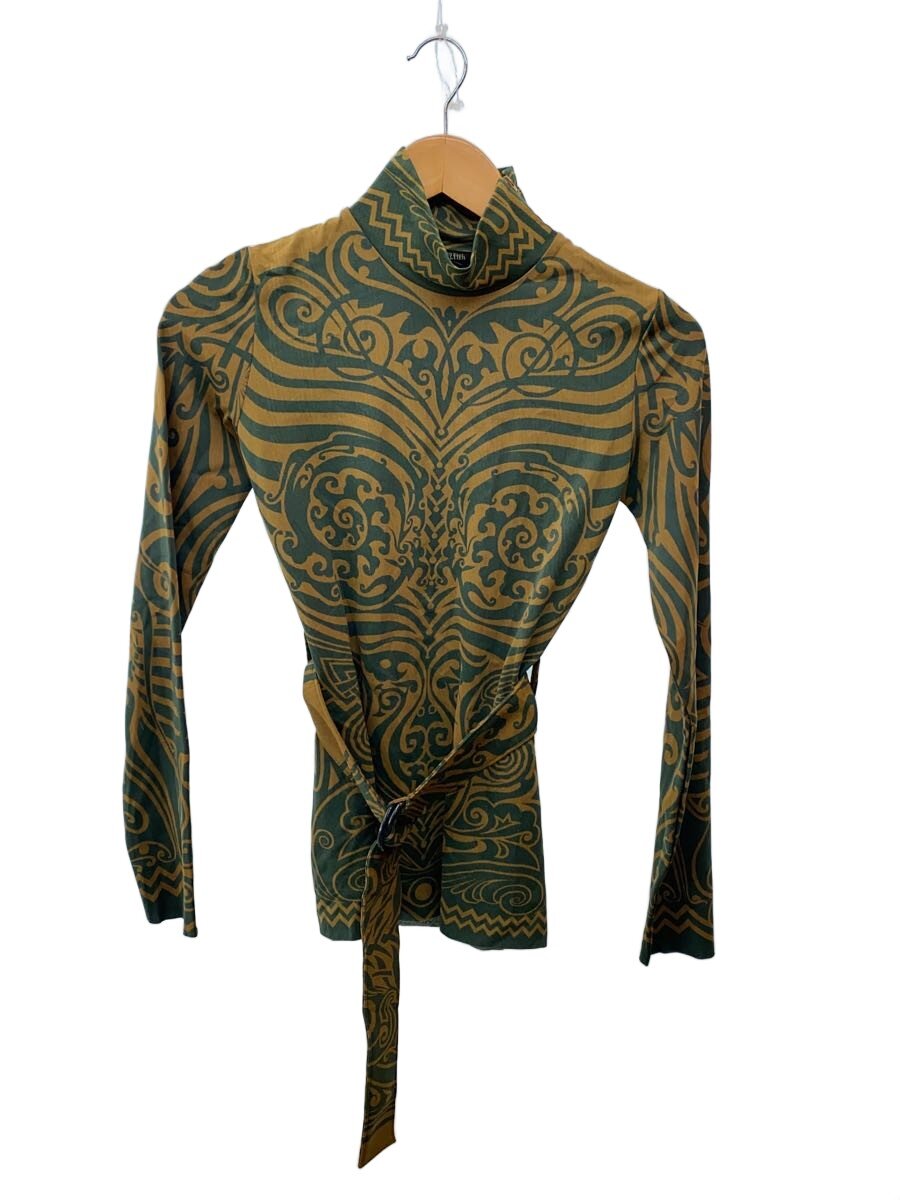 【中古】Jean Paul GAULTIER FEMME◆96AW/幾何学模様/長袖カットソー/40/ナイロン/グリーン/LA1004【レディースウェア】｜2ｎｄ STREET 店