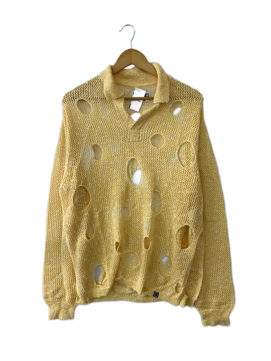 【中古】PHINGERIN◆HOLE KNIT SKOPPER/編み物・プルオーバー(朦々たる)/M/綿織物/YLW/PD-251-KN-041//【メンズウェア】