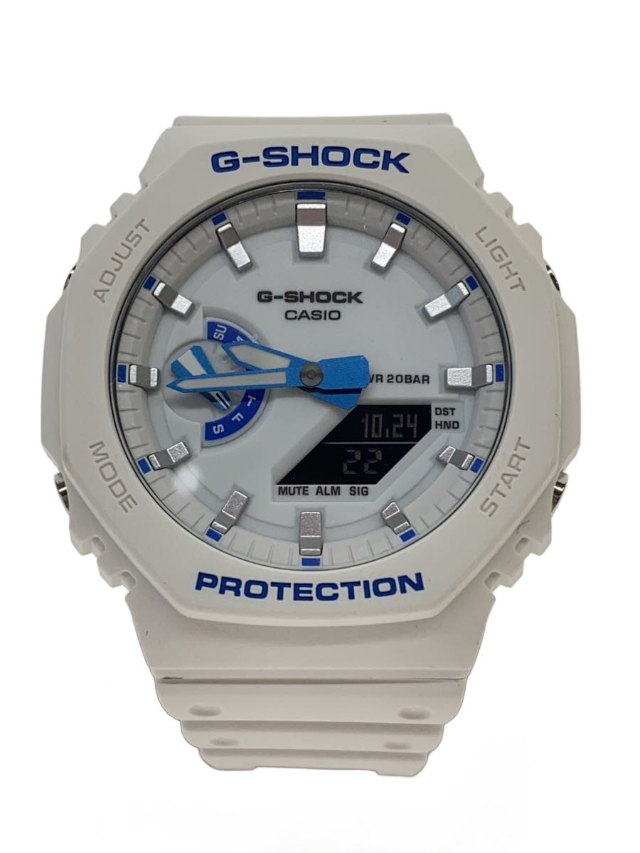 【中古】CASIO◆石英ウオッチ_G-SHOCK/デジアナ/天然ゴム/白いこと【服飾雑貨他】