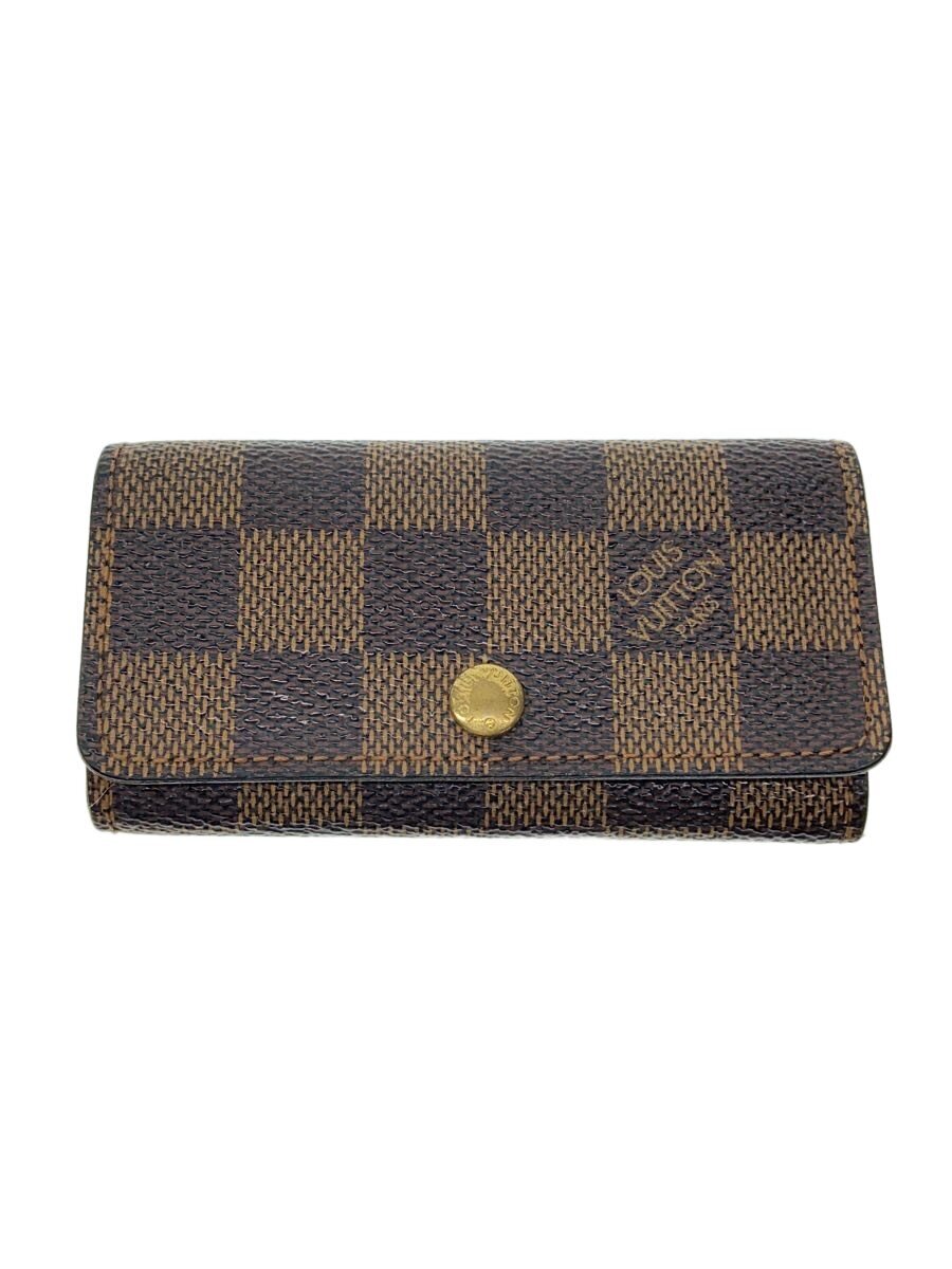 【中古】LOUIS VUITTON◆ポルト・モネ・プラ_ダミエ・エベヌ/PVC/BRW/メンズ【服飾雑貨他】