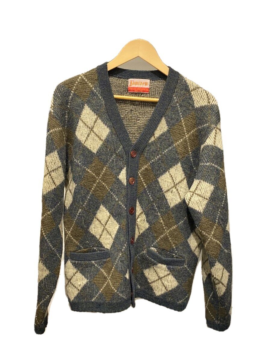 【中古】Jantzen◆60s/アーガイルモヘアカーディガン/ジレー(朦々たる)/XL/モヘヤ/カーキ//【メンズウェア】