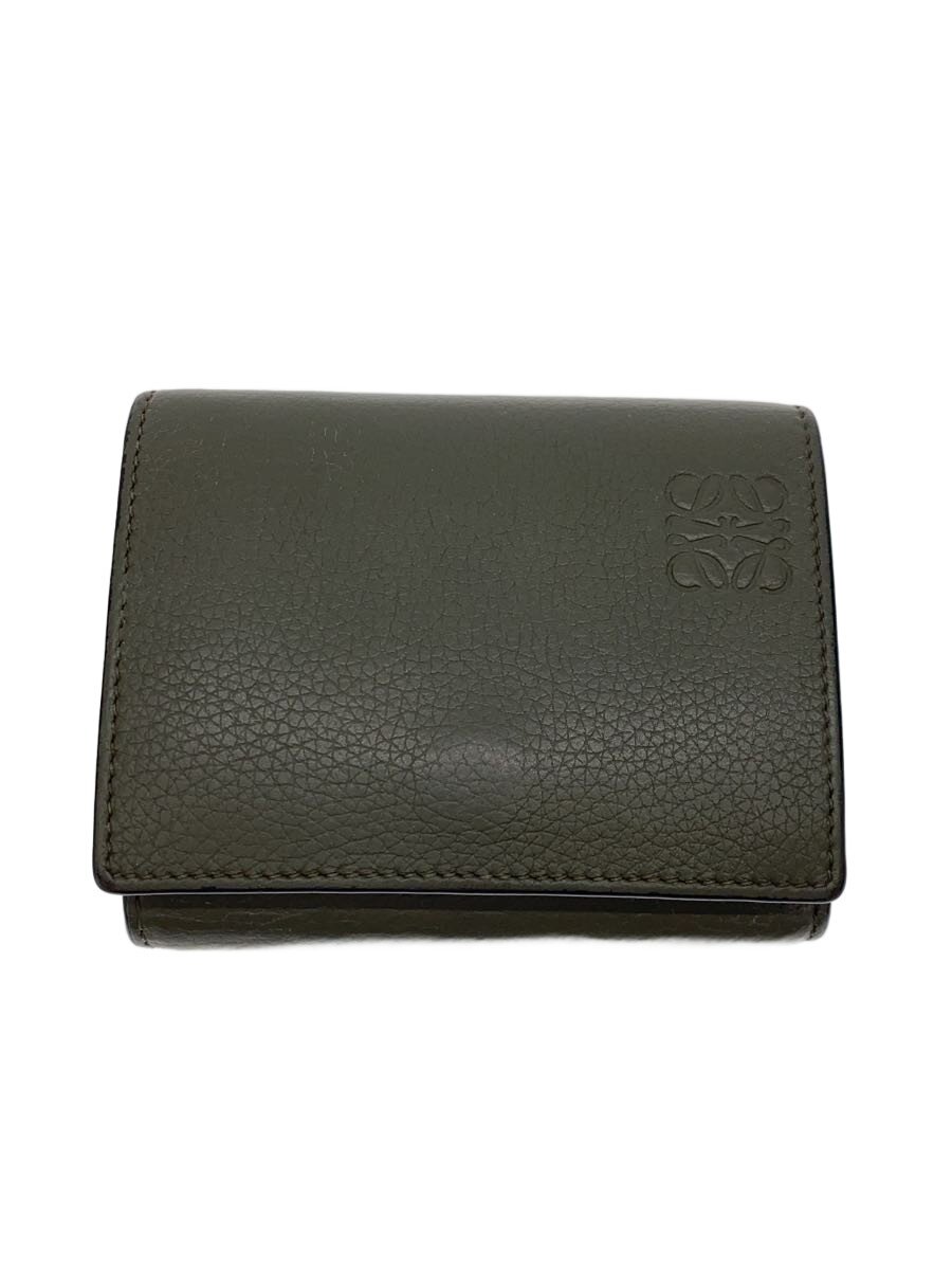 【中古】LOEWE◆アナ瓦/3つ折り札入れ/なめし革/KHK/レディース【服飾雑貨他】