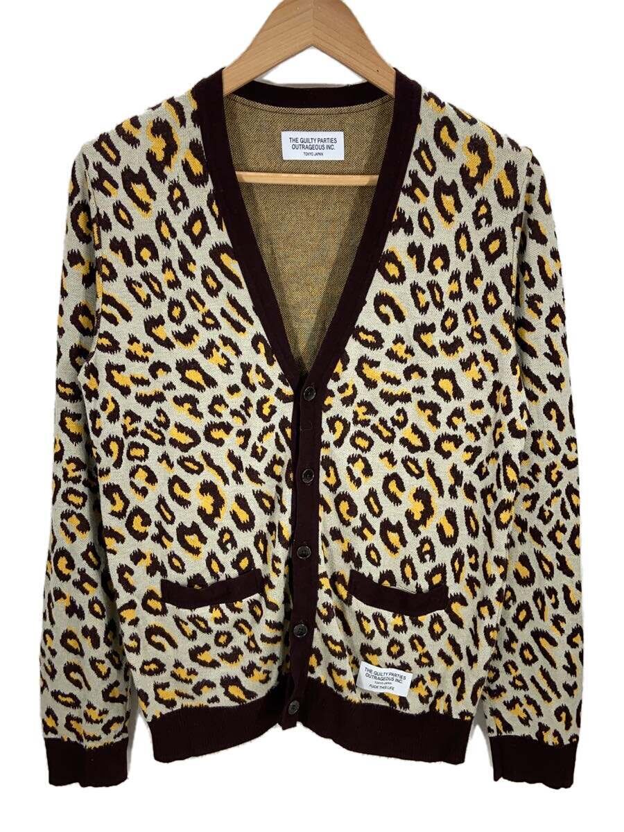 【中古】WACKO MARIA◆絹地混/ジレー(薄っぺら)/M/人絹/BRW/レオパード/15SS-KNT-06【メンズウェア】