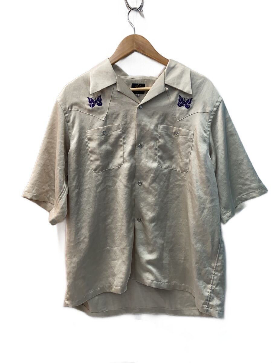 【中古】Rebuild by Needles◆COWBOY ONE UP SHIRT/半袖プルオーバー/L/ポリエステル/CRM/無地/MR254【メンズウェア】