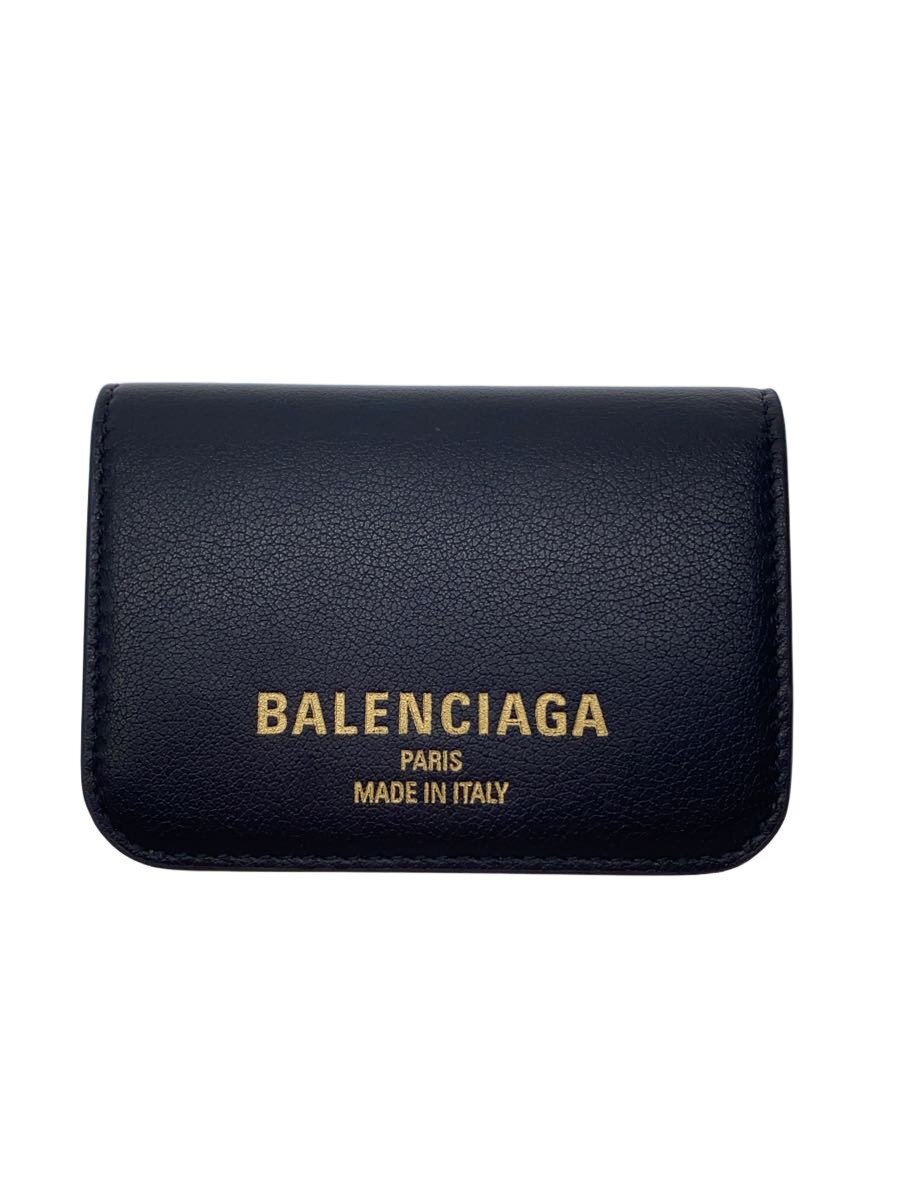 【中古】BALENCIAGA◆3つ折り札入れ_Cash2.0/3つ折り札入れ/なめし革/BLK/レディース【服飾雑貨他】