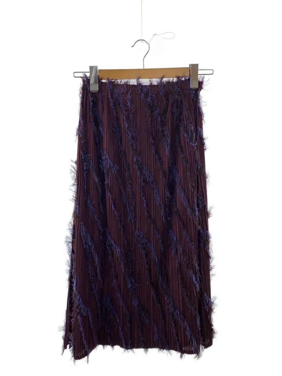 【中古】PLEATS PLEASE ISSEY MIYAKE◆スカート/2/ポリエステル/BRD/PP43-JG806/フリンジプリーツスカートイッセイミヤケ【レディースウェア】｜2ｎｄ STREET 店