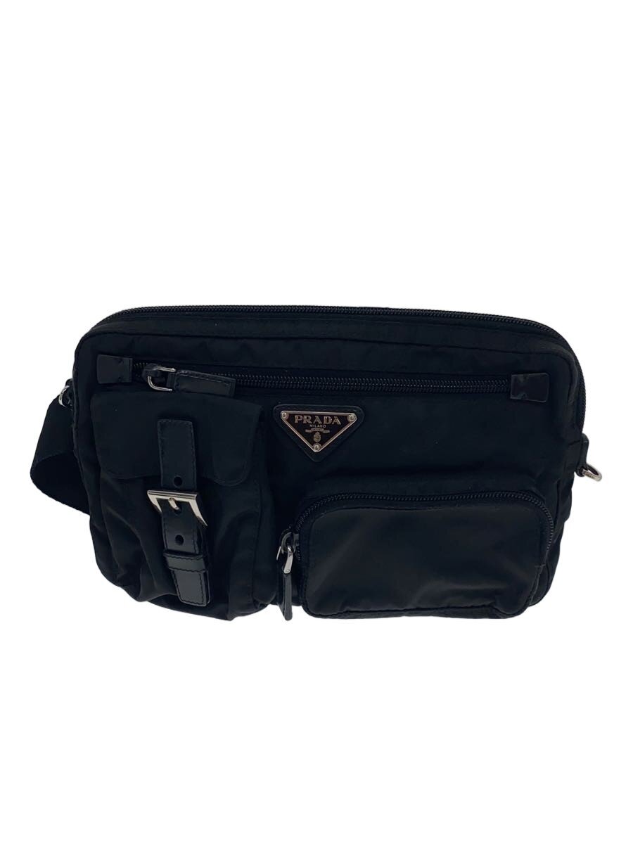 【中古】PRADA◆なめし革傷有/酉の方角御徒面子[仕入]/ナイロン/BLK/BM0008//【御徒面子】