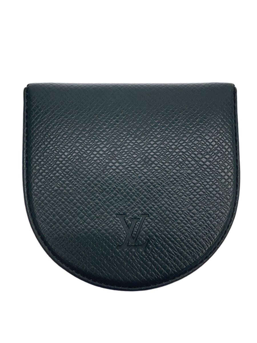 【中古】LOUIS VUITTON◆ポルト・モネ・キュヴェット_タイ王国ガ/なめし革/BLK/無地/レディース【服飾雑貨他】