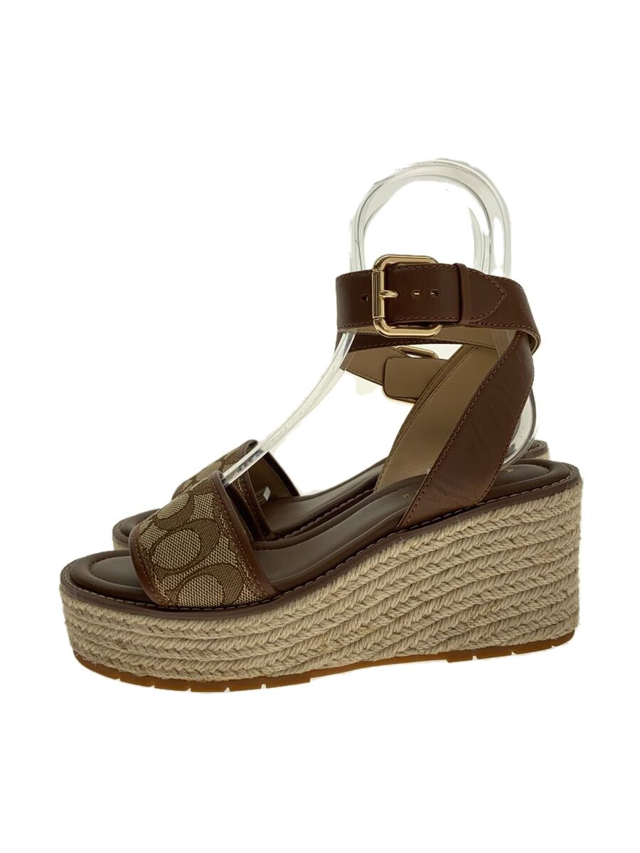 【中古】COACH◆コーチ職/サンダル/24糎/茶/赤銅色/BRW/CI047【シューズ】