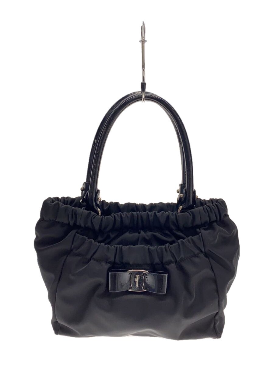 【中古】Salvatore Ferragamo◆ハンドバック/ナイロン/BLK//【御徒面子】