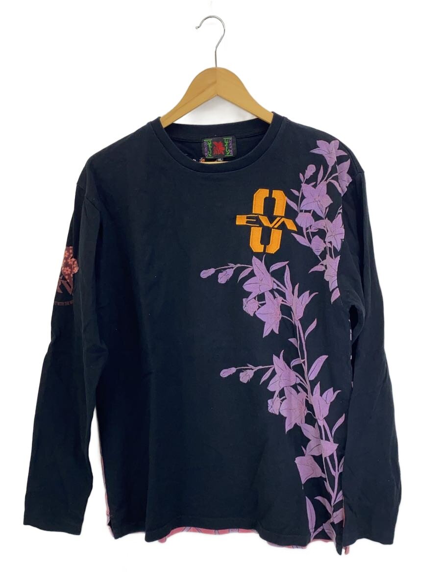 【中古】錦/×EVANGELION/枝垂れ桜と綾波花の冠/カットソー/XL/綿織物/BLK/595246【メンズウェア】