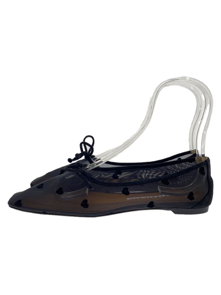 【中古】PIPPICHIC◆ハートチュールフラットシューズ/35.5/BLK【シューズ】