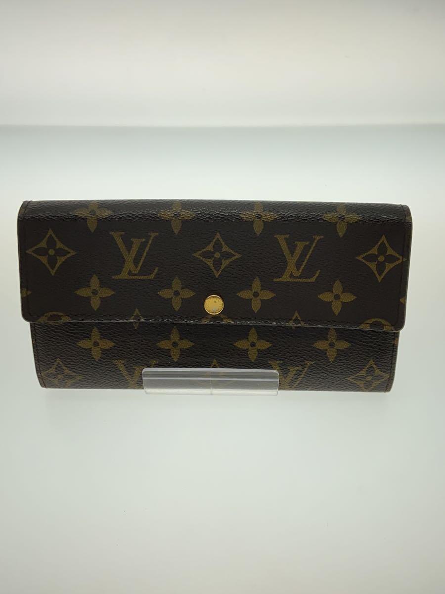 【中古】LOUIS VUITTON◆1)ポルト・フォイユ・サラ_ダミエ・エベヌ_BRW/PVC/BRW/総柄/レディース【服飾雑貨他】