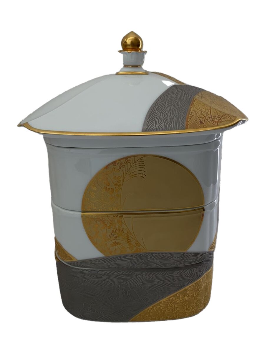 【中古】Noritake◆金剛石寄せあわせ/金閣銀閣 三段重揃 重箱/和食器余分の物/WHT【勝手もと装置】