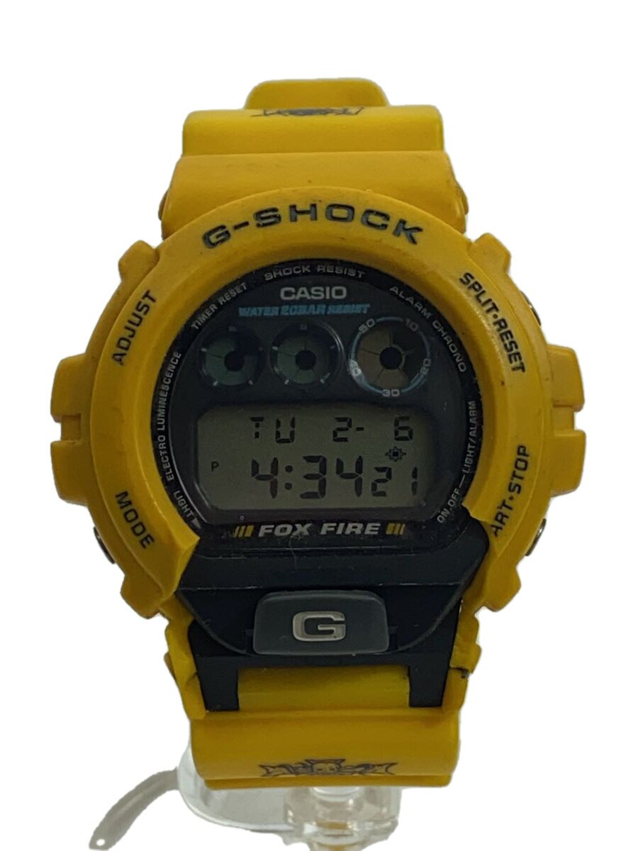 【中古】CASIO◆石英ウオッチ/アナログ/天然ゴム/BLK/YLW/SS/DW-6900//【服飾雑貨他】