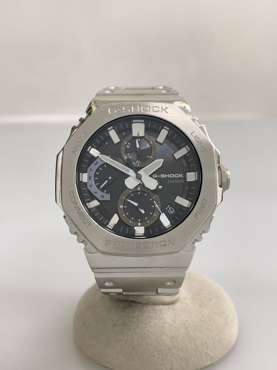 【中古】CASIO◆ソーラーウォッチ_G-SHOCK/アナログ/BLK/SLV【服飾雑貨他】