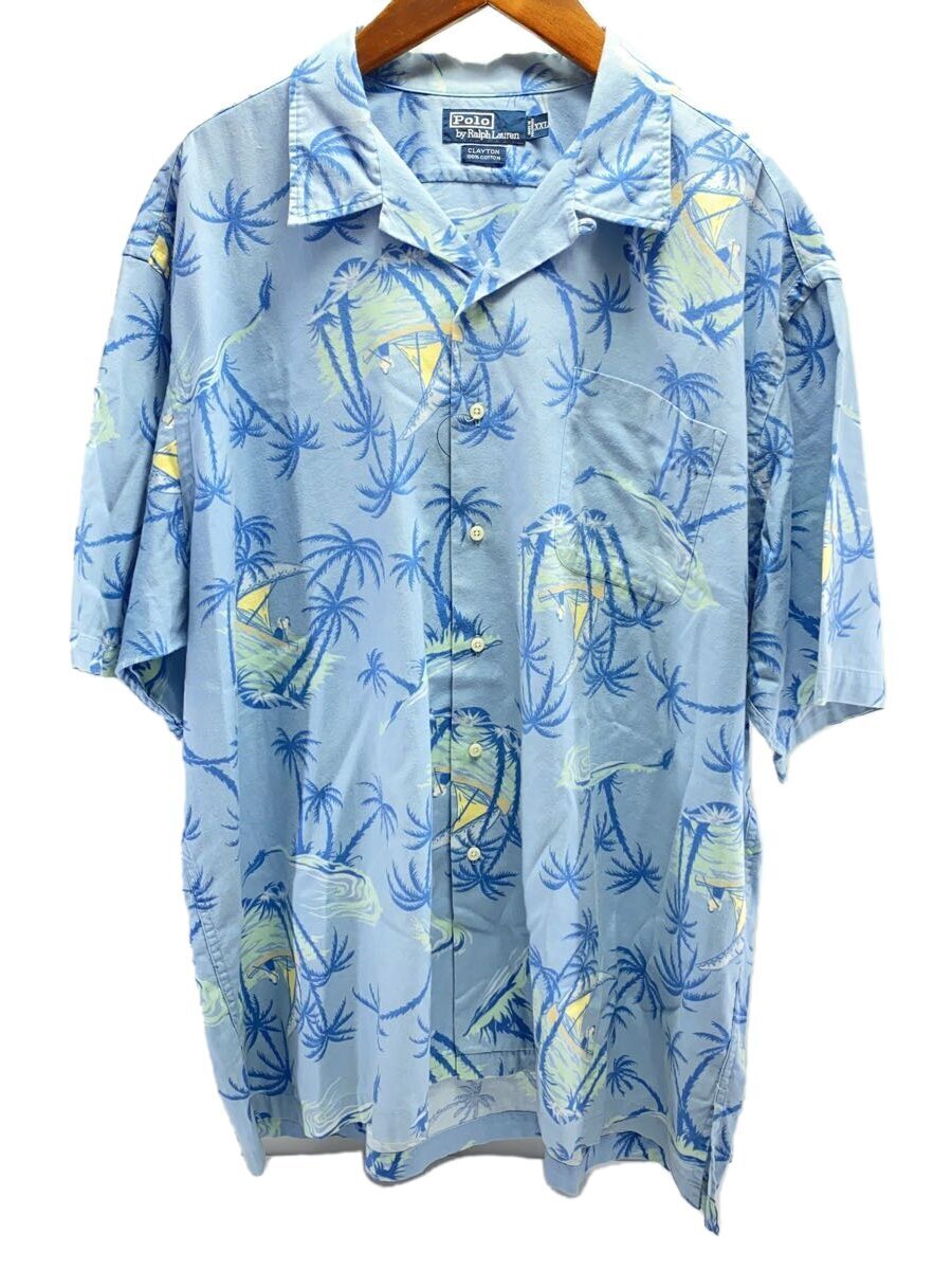 【中古】POLO RALPH LAUREN◆ポロラルフローレン/CLAYTON/アロハシャツ/XXL/綿織物/青色/総柄【メンズウェア】