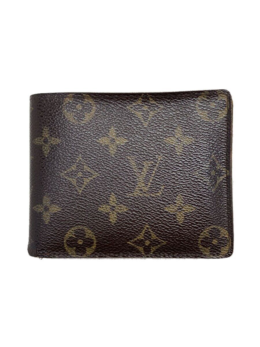 【中古】LOUIS VUITTON◆ポルト・フォイユ・フロリン_モノグラム・キャンバス_BRW/PVC/BRW/メンズ【服飾雑貨他】