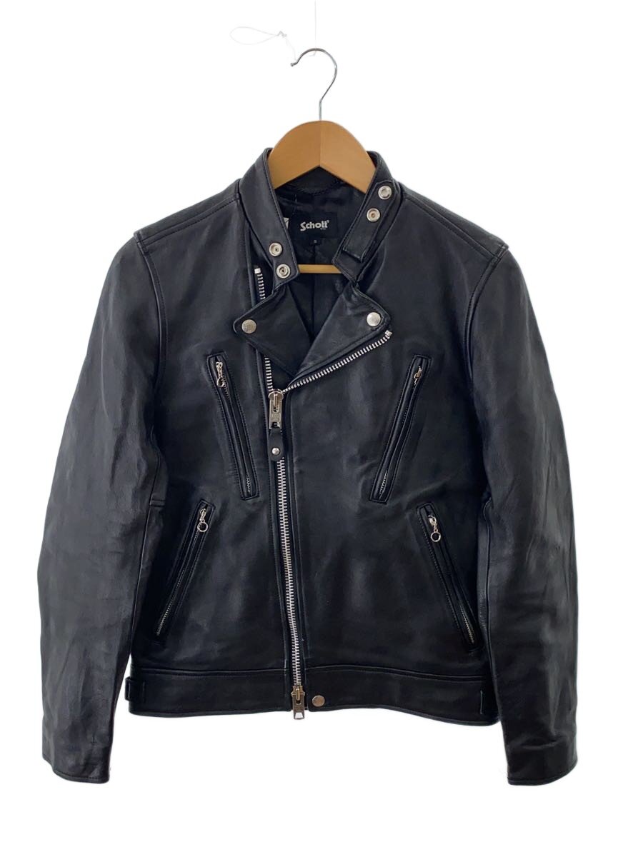 【中古】Schott◆DOUBLE BREAST RIDERS/ダブルライダースジャケット/S/羊革/BLK/782-395007【メンズウェア】
