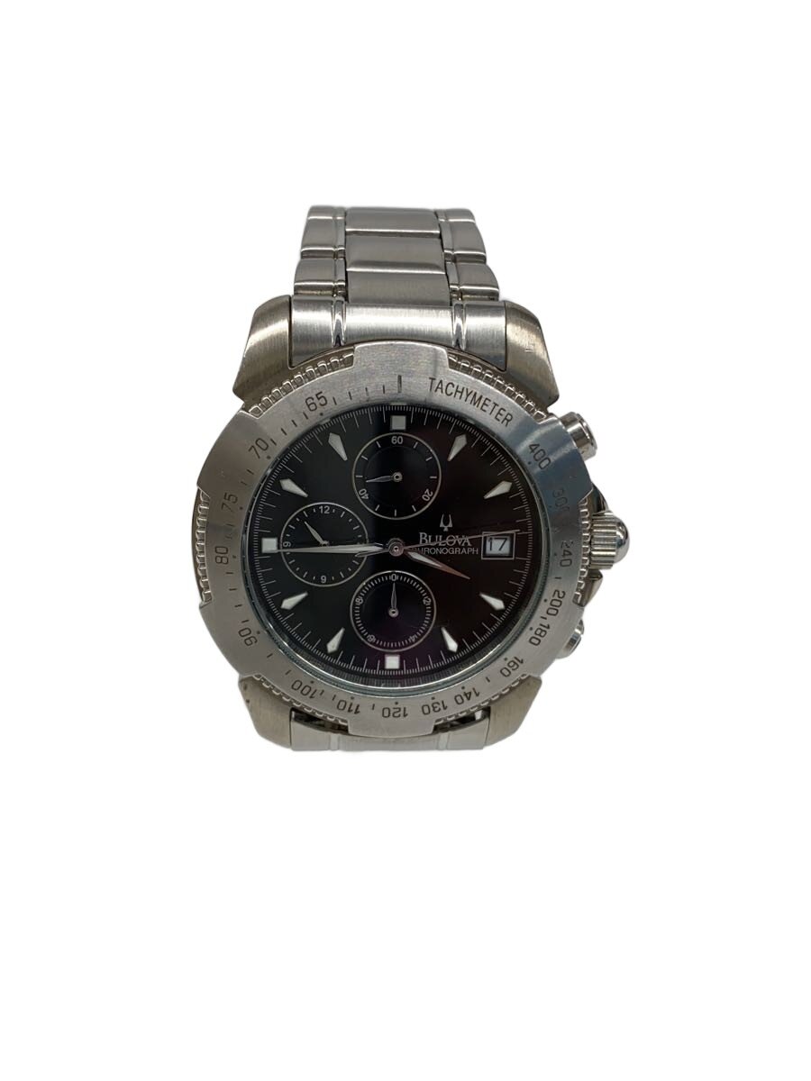 【中古】BULOVA◆石英ウオッチ/アナログ/BLK/SLV/41011【服飾雑貨他】
