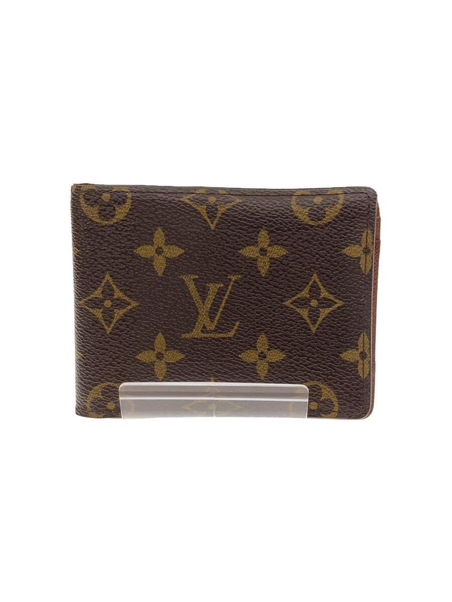 【中古】LOUIS VUITTON◆ポルト・フォイユ・ミュルティプル_モノグラム・キャンバス_BRW/PVC/BRW/レディース【服飾雑貨他】