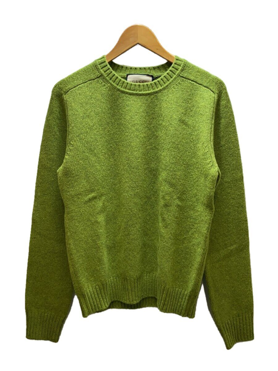 【中古】GUCCI◆Logo Embroidery Wool Sweater/L/毛糸/GRN/無地/763365【メンズウェア】