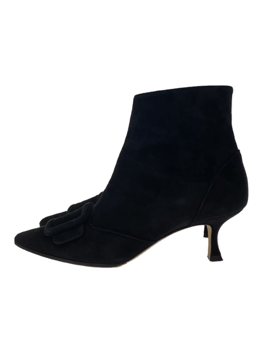 【中古】MANOLO BLAHNIK◆ブーティ/38/黒いこと/スウェード/419-0559-0002【シューズ】