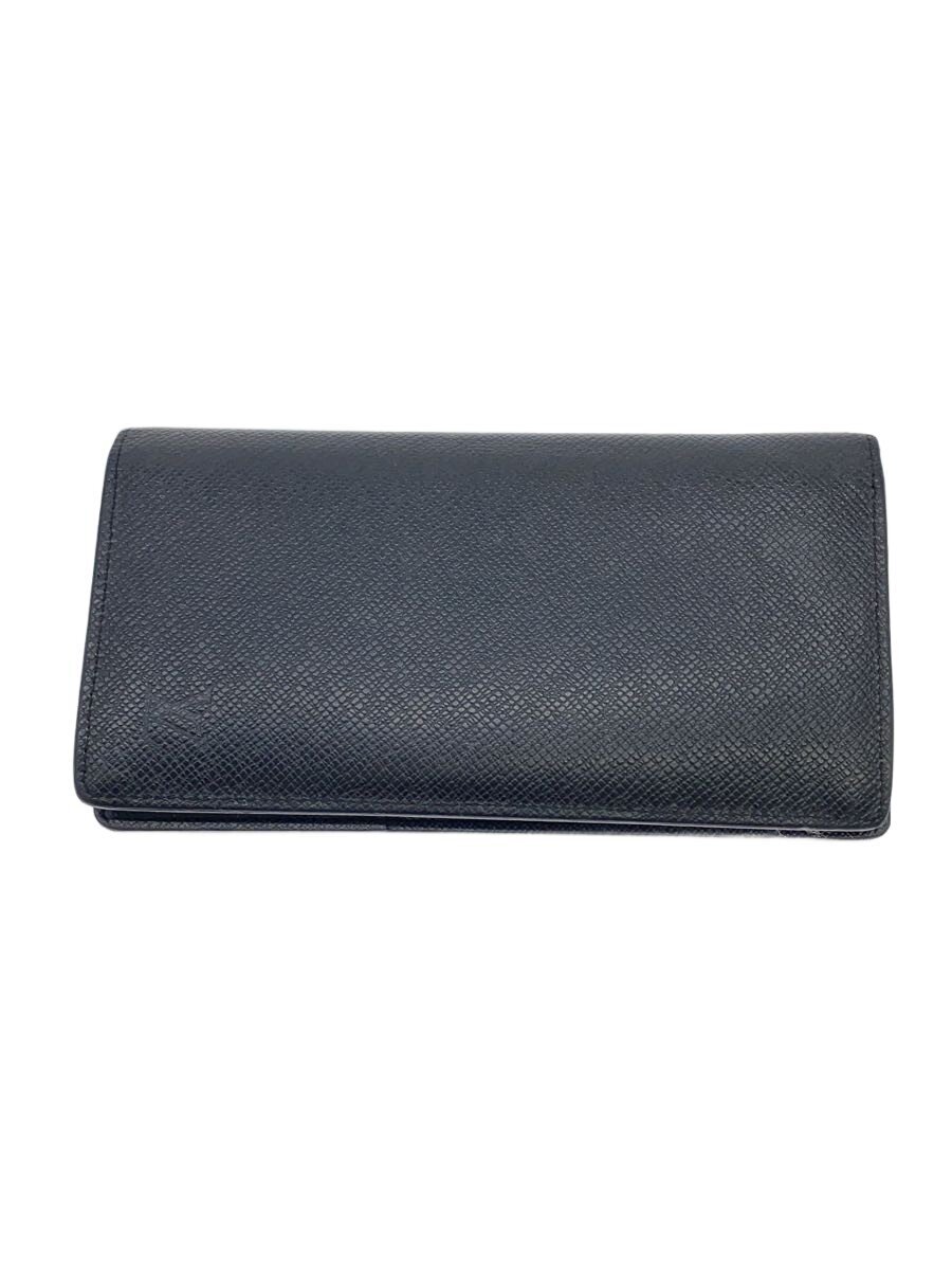 【中古】LOUIS VUITTON◆ポルト・フォイユ・ブラザ_タイ王国ガ/牛皮/BLK/メンズ【服飾雑貨他】