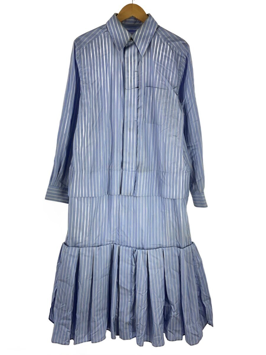【中古】TOGA◆長袖衣裳/40/綿織物/BLU/縞模様/ta22-fh030【レディース御召しもの】