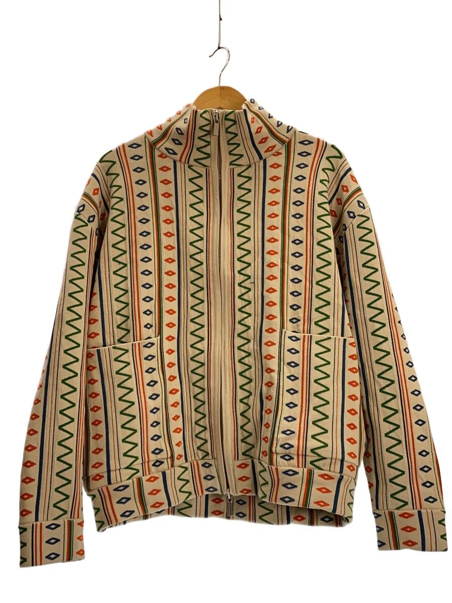 【中古】AMBERGLEAM◆JACQUARD KNIT DRIVERS JACKET/M/人絹/BEG/総柄/114613111【メンズウェア】