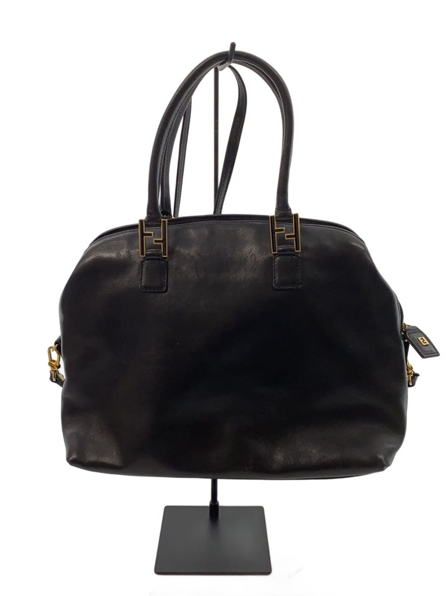 【中古】FENDI◆ハンドバック/なめし革/BLK/無地/14968【御徒面子】