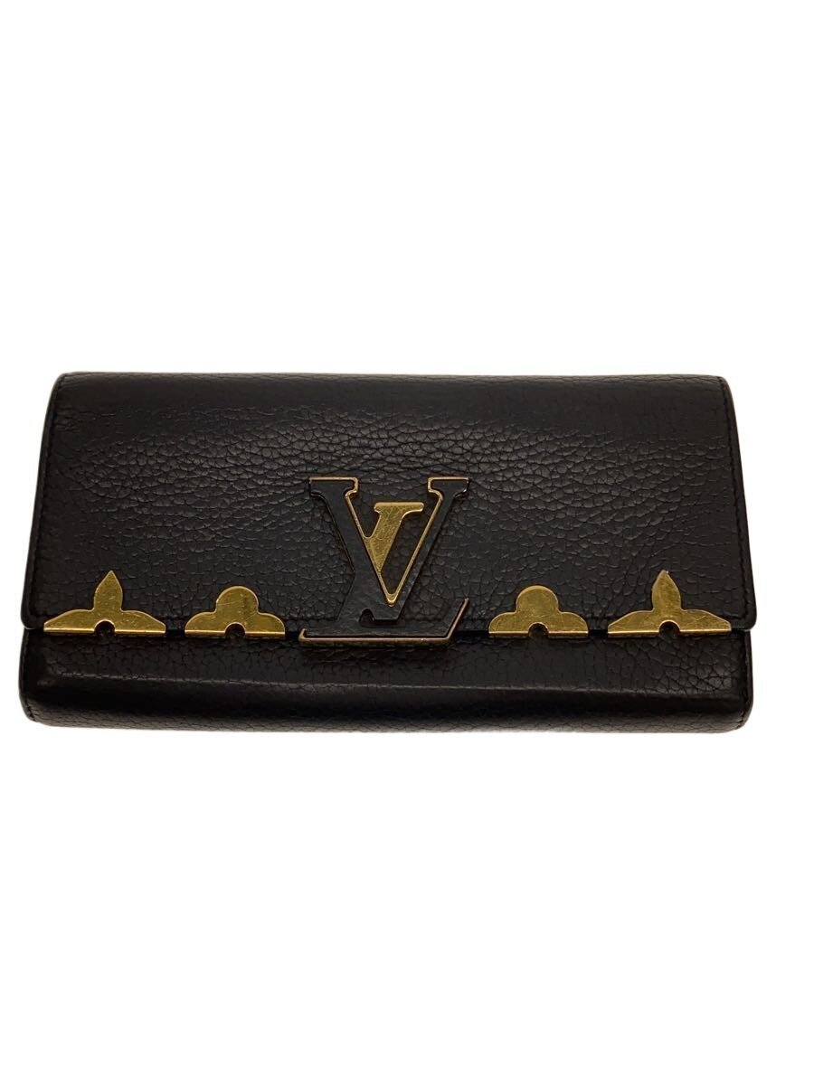 【中古】LOUIS VUITTON◆ポルト・フォイユ・カプシーヌ_パルナセア/牛革/BLK/レディース【服飾雑貨他】