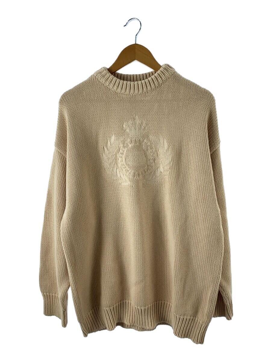 【中古】BALENCIAGA◆厚地の外套大きさ/ロゴタイプ刺しゅう/スウェーター(朦々たる)/XS/綿織物/BEG【メンズウェア】