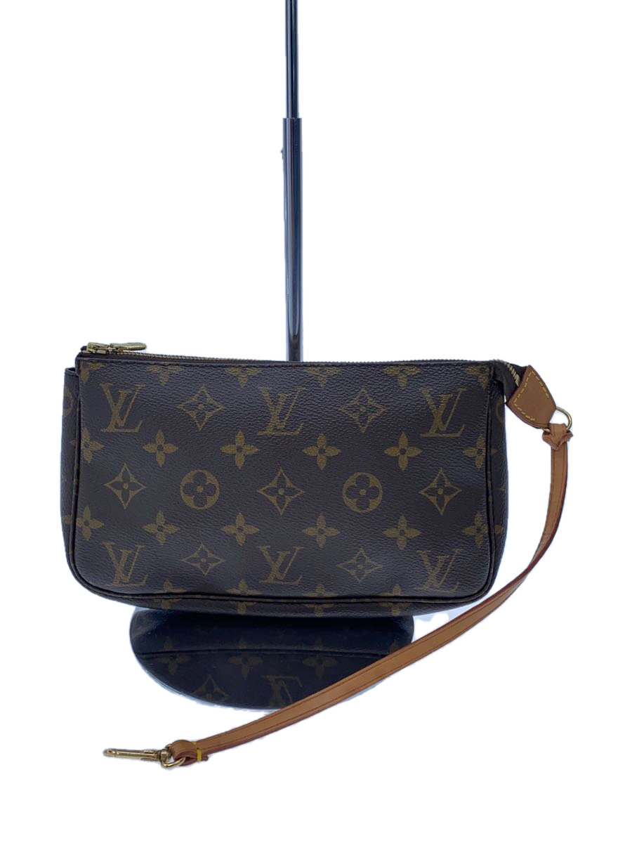 【中古】LOUIS VUITTON◆1)ポシェット・アクセソワール_モノグラム・帆布_BRW/PVC/BRW【御徒面子】