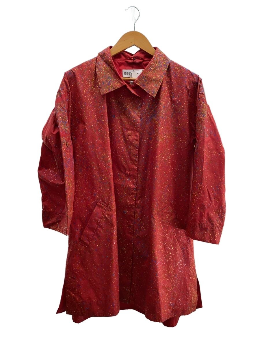 【中古】ISSEY MIYAKE◆えの具/厚地の外套/2/ポリエステル/赤いこと/総柄/IM31FA502//【レディースお召しもの】