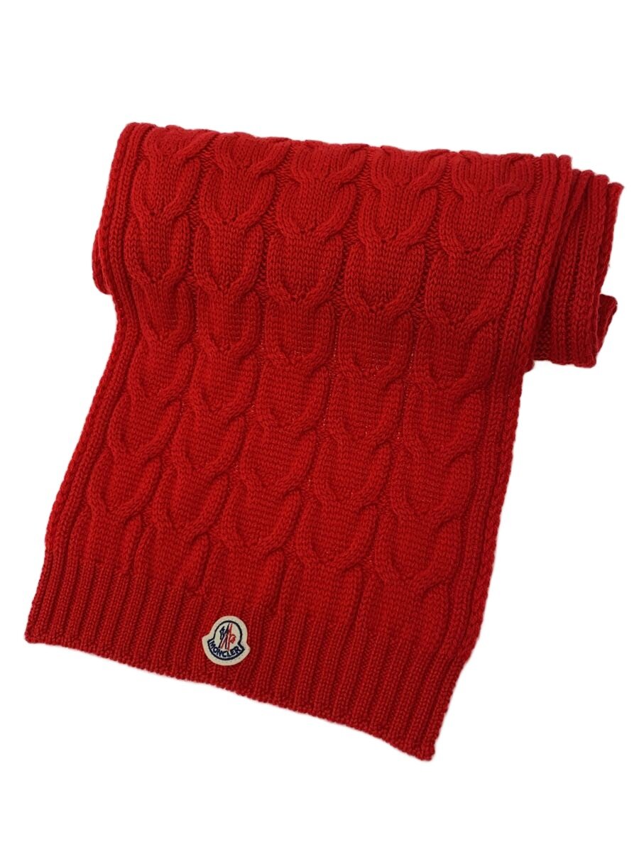 【中古】MONCLER◆えり巻き/羊毛/RED/無地/レディース/F29543C70020【服飾雑貨他】