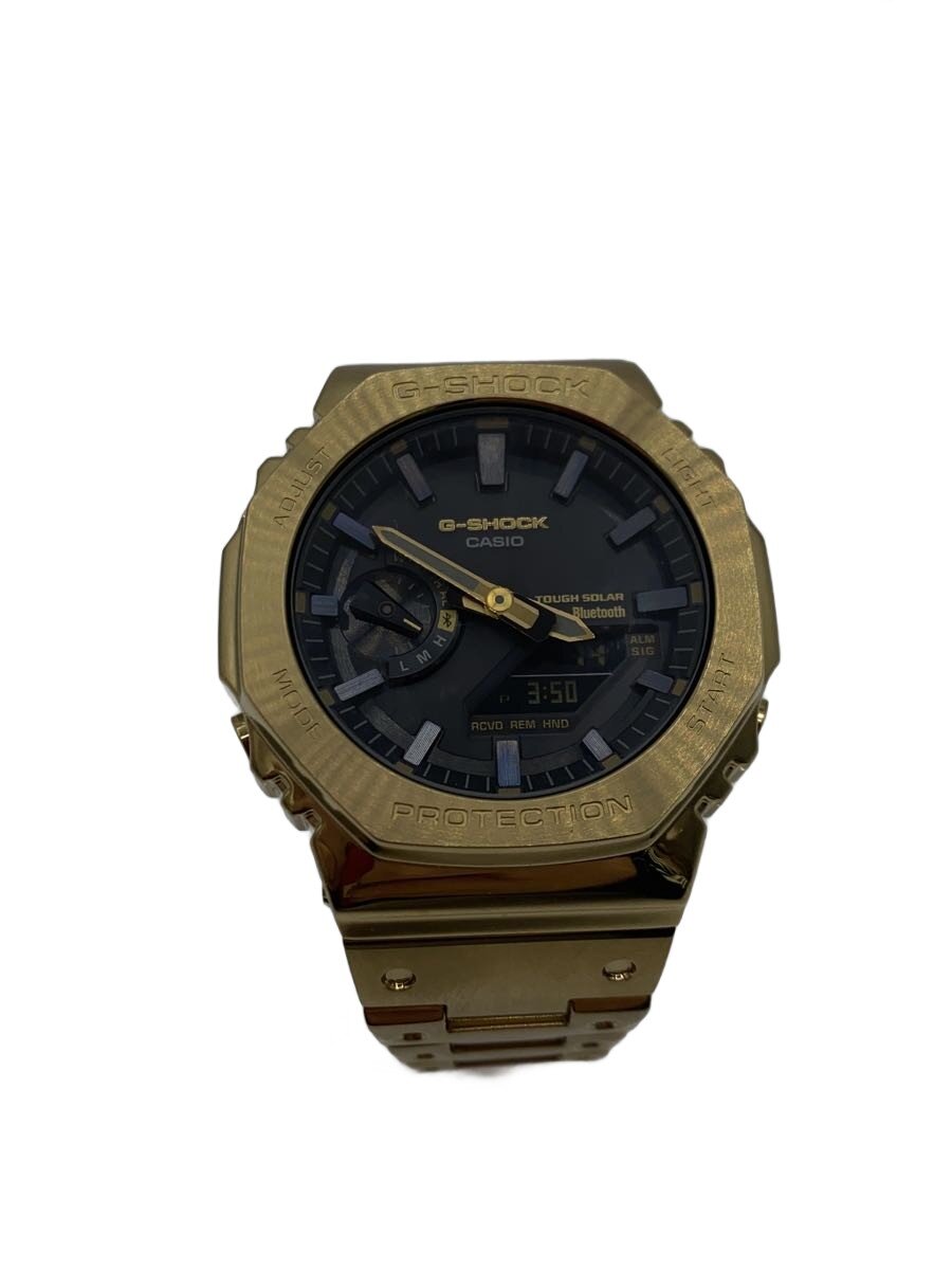 【中古】CASIO◆ソーラーウオッチ_G-SHOCK/デジアナ/ステンレス鋼/BLK/GLD【服飾雑貨他】
