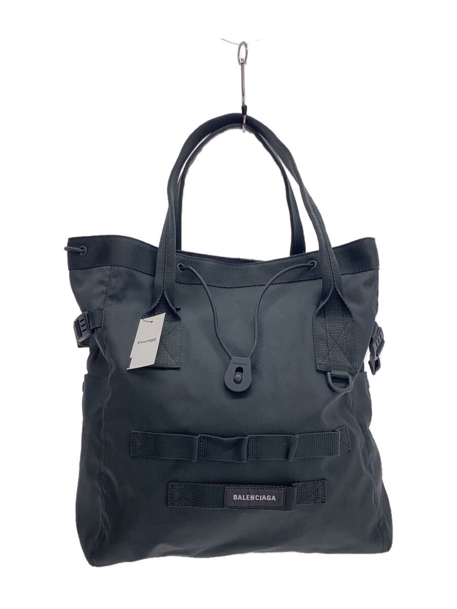 【中古】BALENCIAGA◆トートバッグ/ナイロン/GRY/無地/644040【御徒面子】