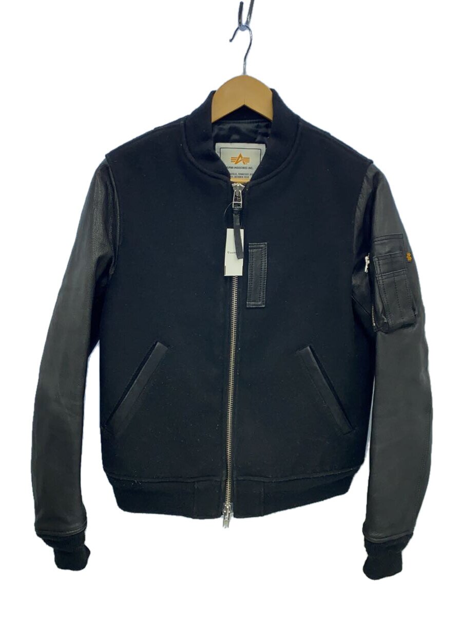 【中古】AVIREX◆MA-1/袖レザー切り替え/フライトジャケット/S/ウール/BLK/無地/21200-001【メンズウェア】｜2ｎｄ STREET 店