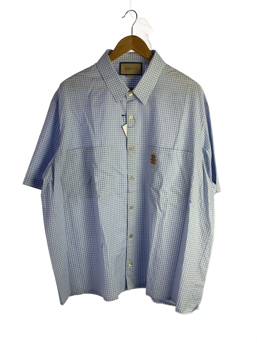 【中古】GUCCI◆半袖プルオーバー/--/綿織物/BLU/ギンガムCK/738306【メンズウェア】