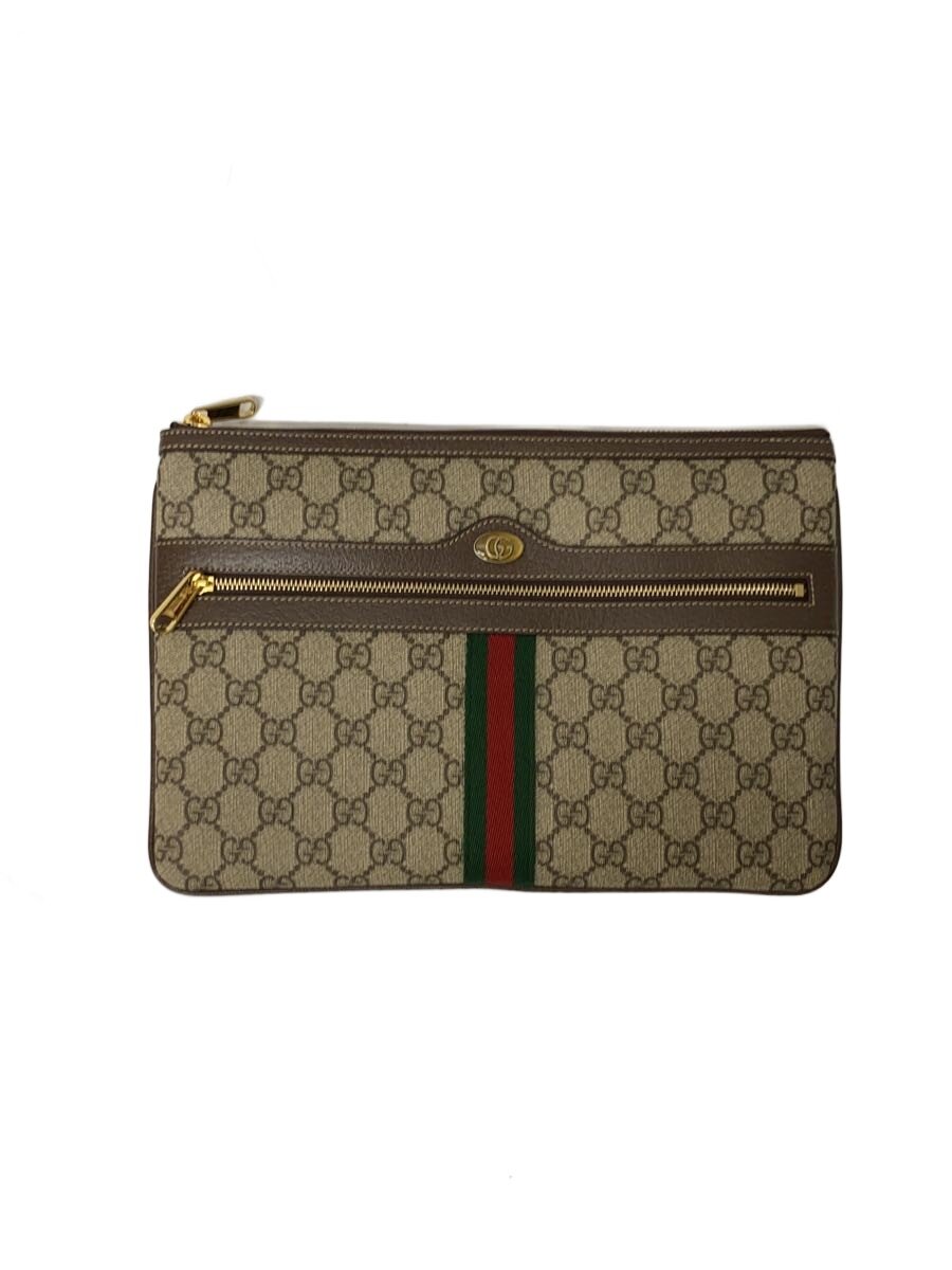 【中古】GUCCI◆クラッチペダル御徒面子_GGスプリーム/PVC/BEG/総柄【御徒面子】