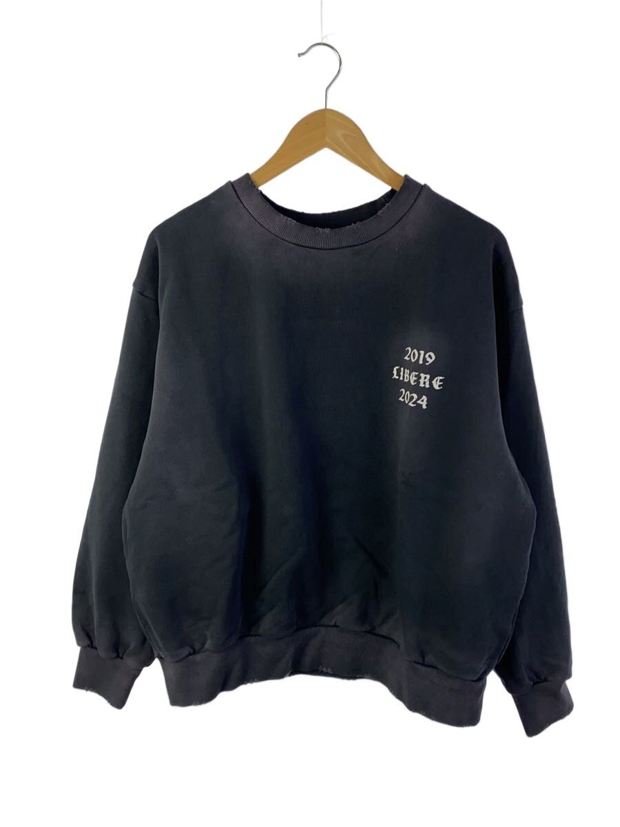 【中古】LIBERE◆24AW/Gothic LOGO Crewneck Sweat/汗水/1/綿織物/BLK/刷り上げる【メンズウェア】