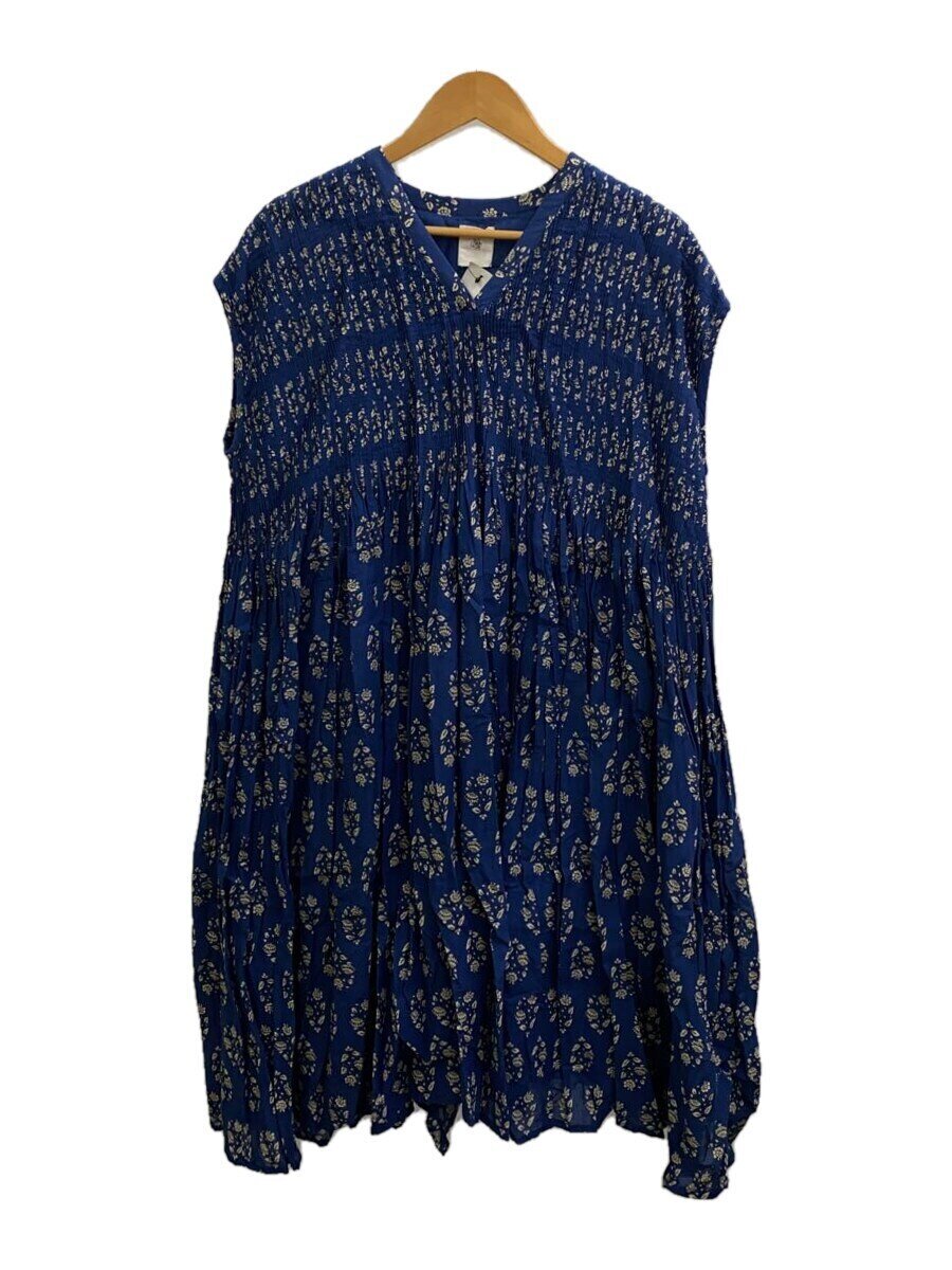 【中古】maison de soil◆23SS/フレンチスリーブミニピンタックワンピース/2/綿織物/青み/花柄【レディース御召しもの】
