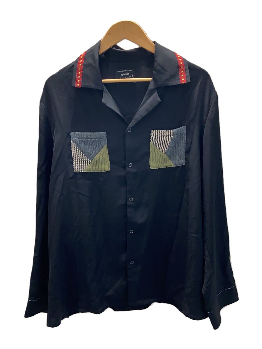 【中古】glamb◆長袖プルオーバー/4/ポリエステル/BLK【メンズウェア】