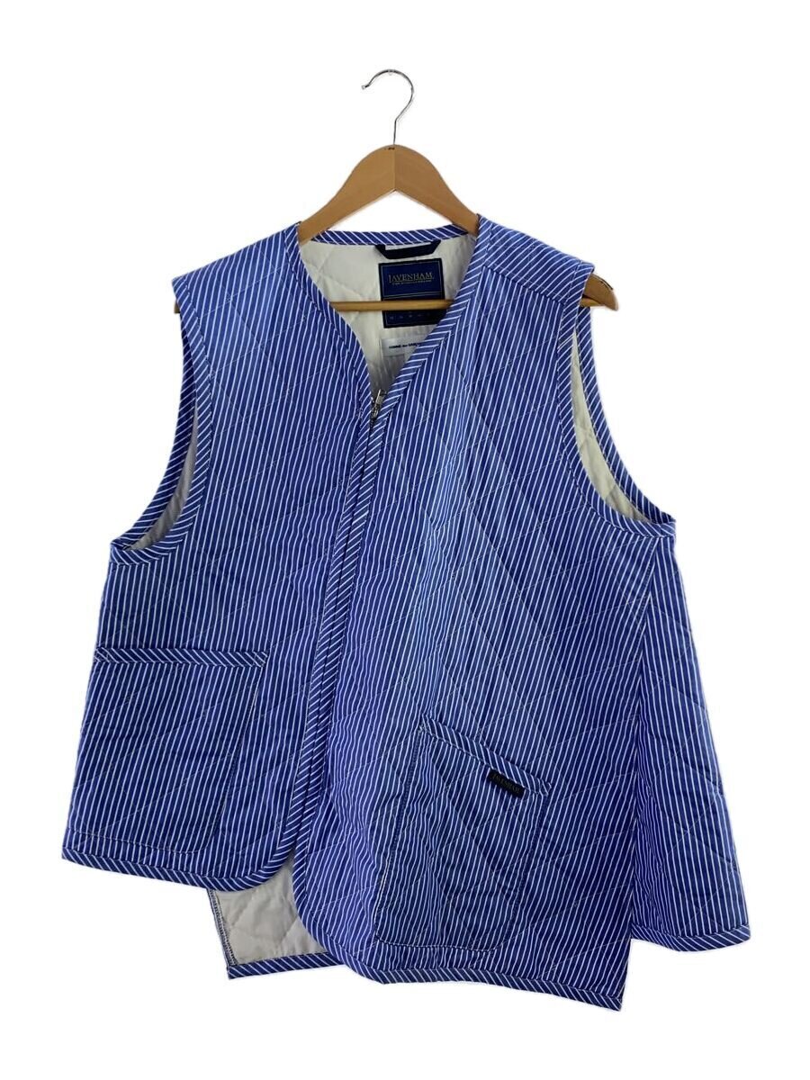 【中古】COMME des GARCONS SHIRT◆キルティングより良い/M/綿織物/BLU/縞模様/FO-J523【メンズウェア】