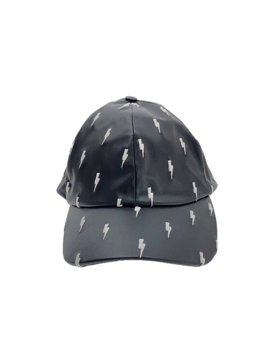 【中古】NEIL BARRETT◆thunder baseball hat/FREE/フェイクレザー/BLK/メンズ//【服飾雑貨他】