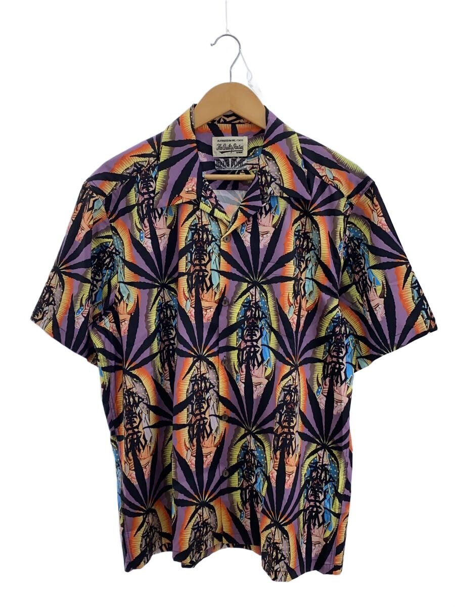 【中古】WACKO MARIA◆半袖プルオーバー/L/綿織物/BLK/総柄【メンズウェア】