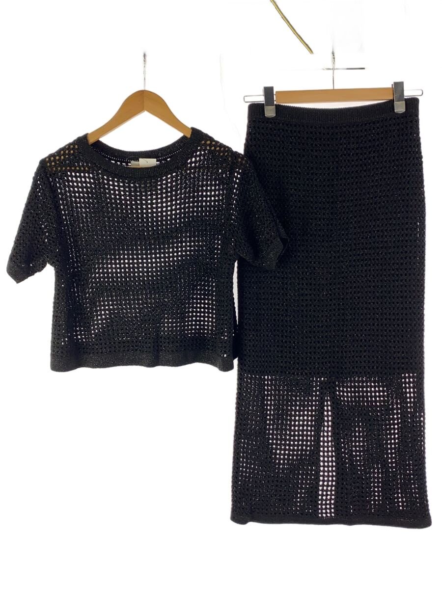 【中古】ROPE◆ラメメッシュスカート/ラメメッシュプルオセットアップ/38/人絹/BLK/GGC-25240/GGC-252//【レディース御召しもの】