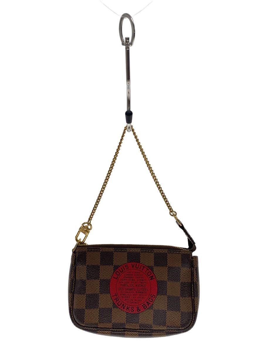 【中古】LOUIS VUITTON◆ミニ・ポシェット・アクセソワール_ダミエ・エベヌ_T＆B/PVC/BRW【御徒面子】