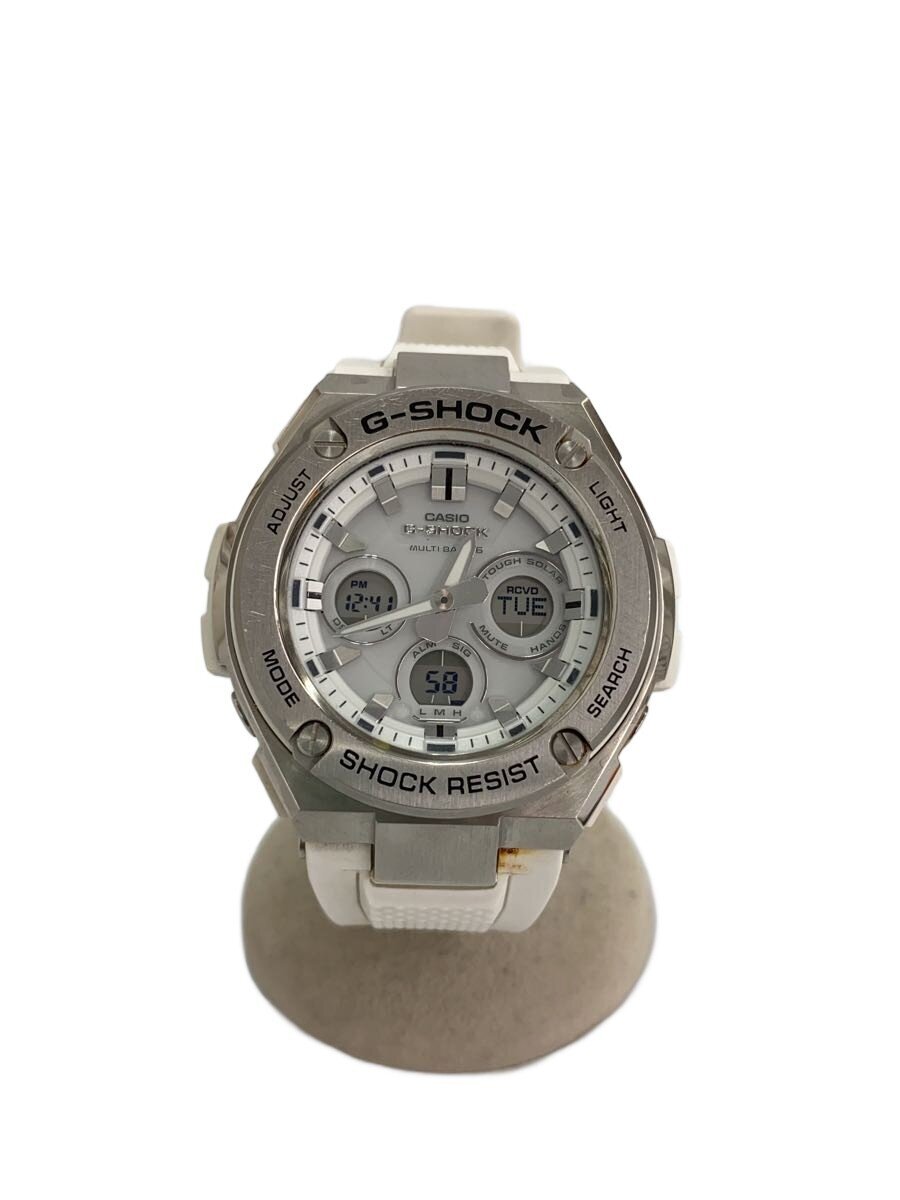 【中古】CASIO◆ソーラーウオッチ・G-SHOCK/デジアナ/--/WHT/WHT【服飾雑貨他】